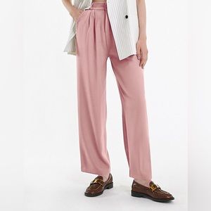 J.ING Pink Half Elastic Pleat Detail Wide Leg Suit Pants Size XS